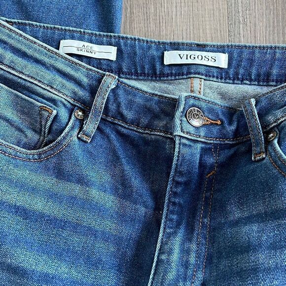 Vigoss Ace Skinny Jeans Size 30 Blue Denim Distressed (30x28) Medium Wash - Picture 3 of 10